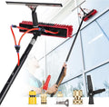24FT Telescopic Water Fed Window Cleaning Pole with Squeegee Brush - Long Reach Solar Panel &amp Conservatory Cleaner Hose-Fed Extension Tool for Effortless Cleaning