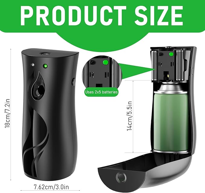 Automatic Air Freshener Spray Dispenser 3-Pack Wall Mounted or FreestandingMultiple Time SettingsCommercial and Home Use in Bathrooms Offices Living Rooms and Commercial Places (Black 1121)