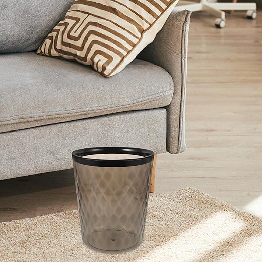 ARTIBETTER Trash Can Wastebasket Plastic Kitchen Wastebasket with Pressing Ring Compact Dark for Home Office Bathroom Bedroom