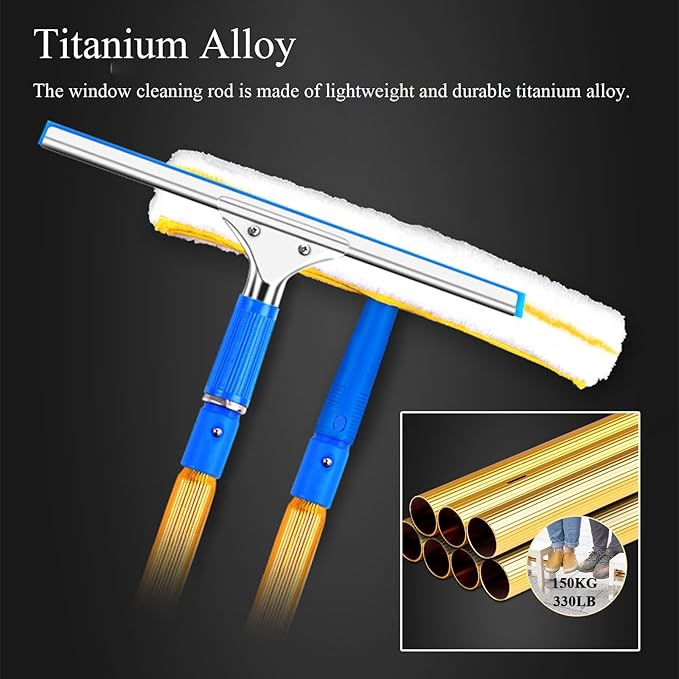 High Ceiling Dusting and Window Cleaning Kit 5 15 24 31 38 41 Ft Telescopic Glass Cleaner/Washer with Squeegee &amp Cloth for Outside Two Story Home Extendable ProfessionaLength 3.5m/138in/11.5ft