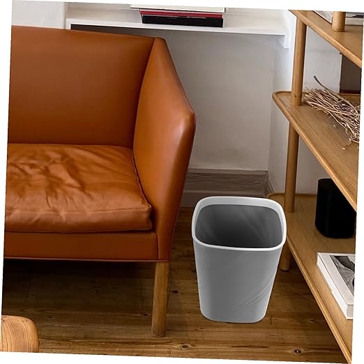 Small Trash Can with Press Ring Design Plastic Garbage Container Bin for Home Office Kitchen Bathroom Secure Bag Placement Easy to Clean Compact Grey Wastebasket for Living and