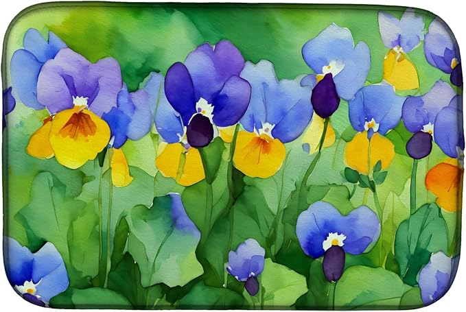 Caroline's Treasures DAC1647DDM Illinois Violet in Watercolor Dish Drying Mat Absorbent Dish Drying Mat Pad for Kitchen Counter Dish Drainer Mat for Countertop 14 x 21 Multicolor
