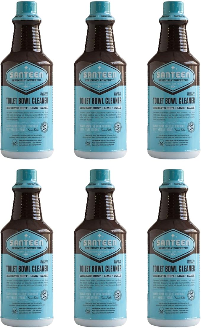 Santeen Toilet Bowl Cleaner | 6-pack of 1-quart bottles | Removes Rust Lime and Scale buildup