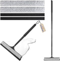 Shower Squeegee with Long Handle Telescoping Window and Floor Extendable Squeegee for Shower Glass Bathroom Surfaces Mirrors and Smooth Floors Includes Replaceable and Washable Cloth Pads