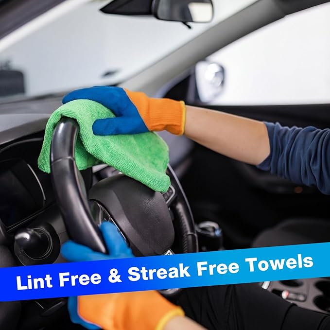 Nuenen Cleaning Cloths for Cars 16 x 16 Inch Ultra Absorbent Towels Drying Microfiber Reusable Cleaning Supplies House Kitchen Window Microfiber Towel (PurpleBlueGreen60 Pcs)