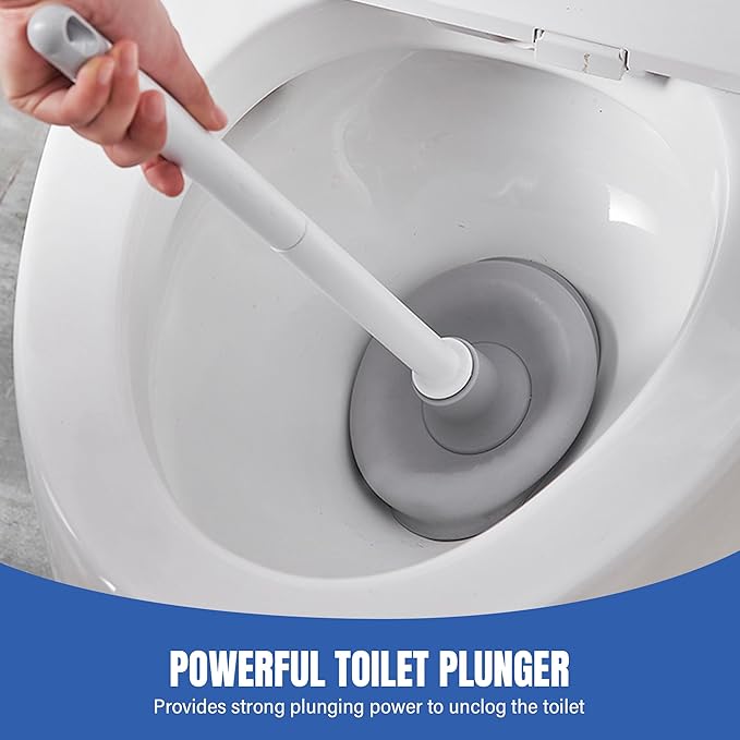 2 Pack Toilet Brush and Holder Set with Plunger Crevice Cleaning Brush for Deep Cleaning Space Saving Storage