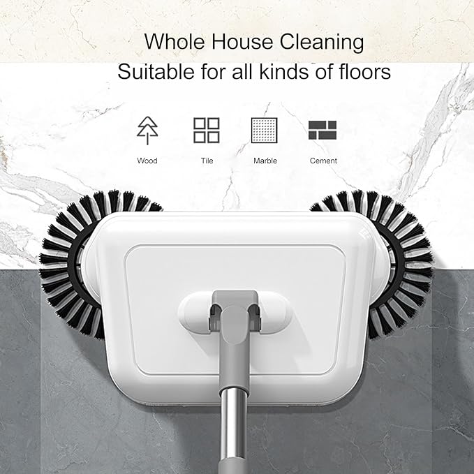 Hand Push Sweeper 2 in 1 Wet Dry Use Manual Sweeping Mop with 360 Degree Rotating Head Lightweight Quiet Floor Cleaner for Wood Tile Hard Surfaces Includes Soft Coarse