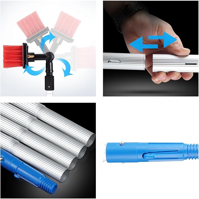 Window Cleaner Tool Solar Panel Cleaning Brush and Pole Adjustable 360° Rotatable Water Supply Brush Head for Photovoltaic Cleaner Glass Cleaning Brush Solar Panel Cleaning.