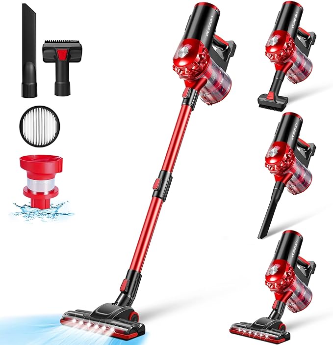 elezon A200 Cordless Vacuum Cleaner Stick Vacuum with Powerful Suction 38 Mins Runtime Rechargeable Battery HEPA Filter Portable Lightweight Vacuum Cleaners for Home Hard Floor Pet Hair