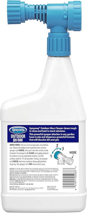 Sprayway Outdoor Glass Cleaner 32oz Pack of 6 | Streak-Free Shine Foaming Action | Ideal for Windows Patio Doors and Outdoor Glass Surfaces