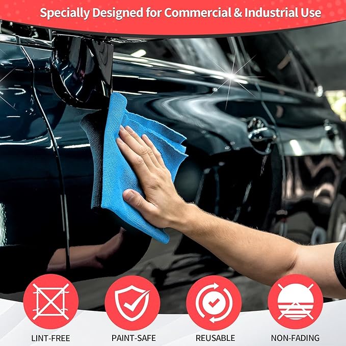HOMERHYME Shop Towels 150 Pack Cleaning Rags Microfiber Towels Bulk All-Purpose Microfiber Cleaning Cloth Lint-Free Wipe Washcloth for Commercial Garage Automotive &amp Housekeeping 11.5*11.5