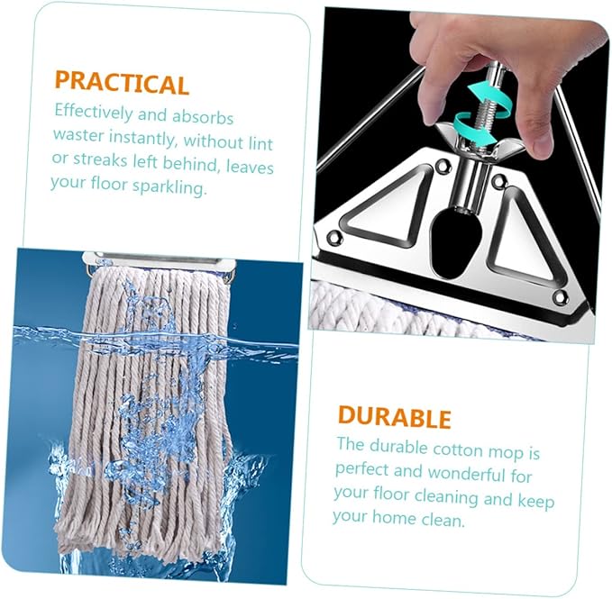 Cotton Mop with Long Handle for Wet and Dry Cleaning Durable Floor Cleaning Tool for Hardwood Laminate Tile and Excellent Water Absorption and Wear Resistance