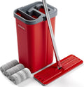 Mop and Bucket with Wringer Set Flat Mop and Bucket Squeeze Floor Mop with 3 Washable Microfiber Mops Wet and Dry Use Household Cleaning Tools for Hardwood Floor Laminate Tile