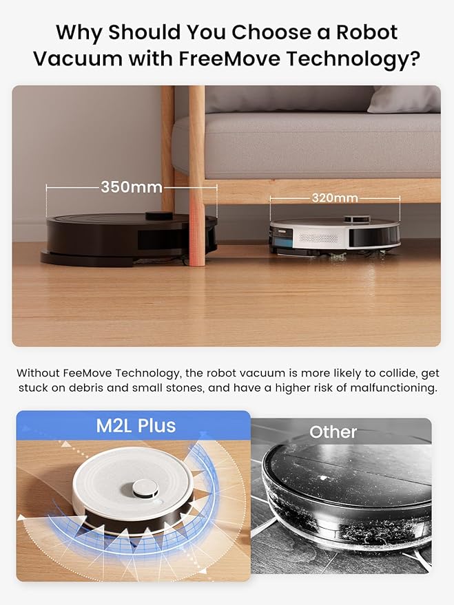 Lefant LiDAR Robot Vacuum and Mop 75-Day Self-Emptying 6000Pa Strong Suction Customized Cleaning Multi-Floor Mapping 130 Min Runtime 2.4G/5G WiFi/Alexa/APP/iWatch M2L Plus