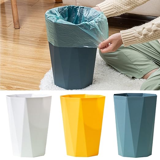 Polygon Small Trash Can Trash Can Wastebasket Plastic Trash Bin Garbage Container Rubbish Can Paper Basket Office Organizer for Bathrooms Laundry Room Kitchens Offices Kids Rooms Dorms (Yellow)
