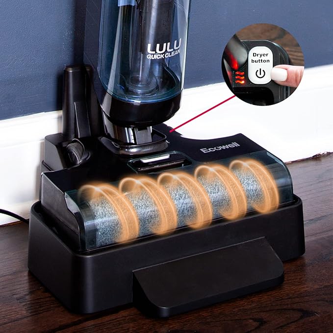 Ecowell Cordless Wet Dry Vacuum Cleaner Multi-Surface Air-Drying Digital Display for Hard Floors LULU Quick Clean P05 Blue