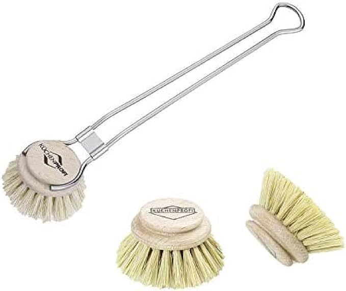 Kuchenprofi Classic Dishwashing Brush and 2-Pack Replacement Refill