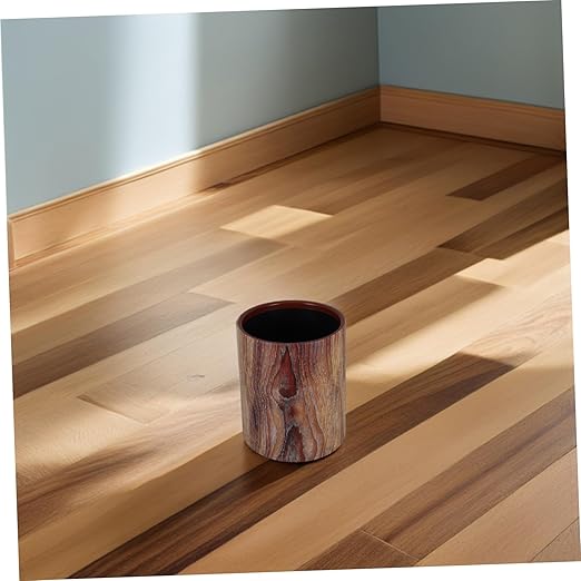 jojofuny Vintage Style Open Top Trash Can Imitation Wood Grain Round Wastebasket for Office Home Farmhouse Easy-Clean Garbage Bin