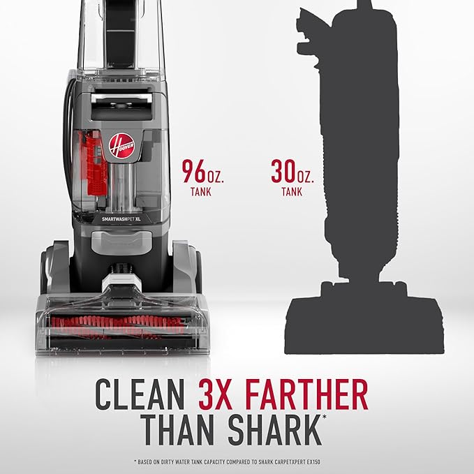 Hoover SmartWash Pet XL Upright Carpet Cleaner Machine for Carpet and Upholstery Automatic Deep Cleaning Carpet Shampooer Converts to Spot Cleaner Pair with Hoover Carpet Cleaner Solution