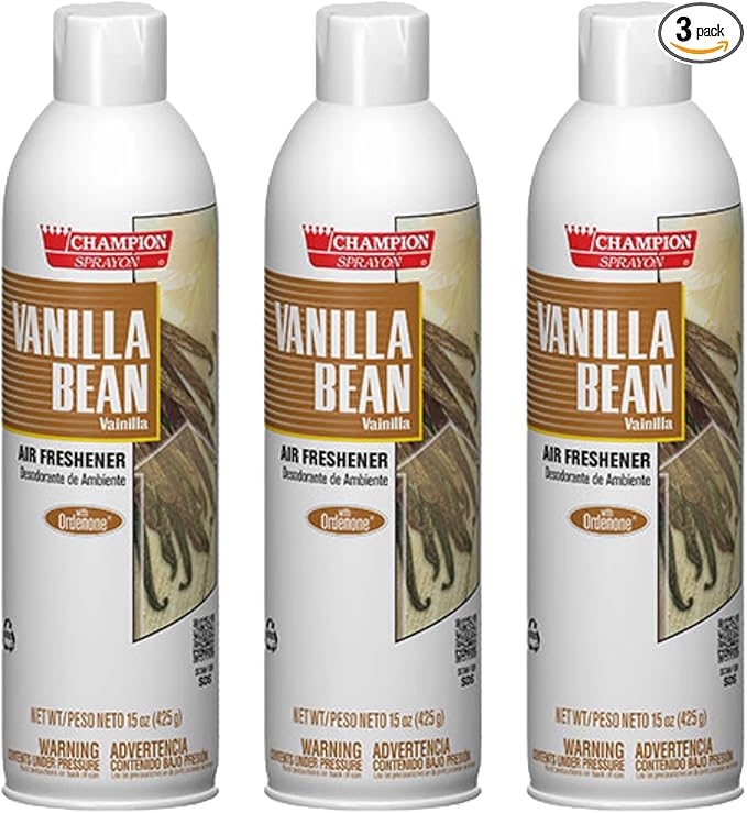 Champion Sprayon Water-Based Air Freshener Spray 14 oz Odor Control Room Freshener Vanilla Bean (3 Pack)
