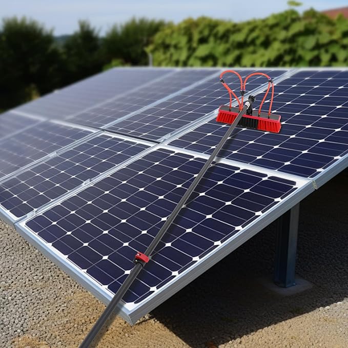 23.62FT Water Fed Pole Kit Solar Panel Cleaning Brush Solar Panel Cleaning Kit Cleaner Tool with 65.62ft Hose and Adjustable Angle Brush Head Outdoor Window Washing Equipment Tool Kit