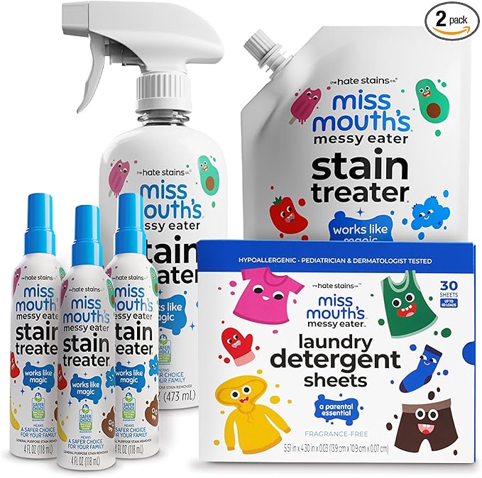 Miss Mouth's Messy Eater Stain Treater Ultimate Laundry Bundle with Stain Treater and Detergent Sheets