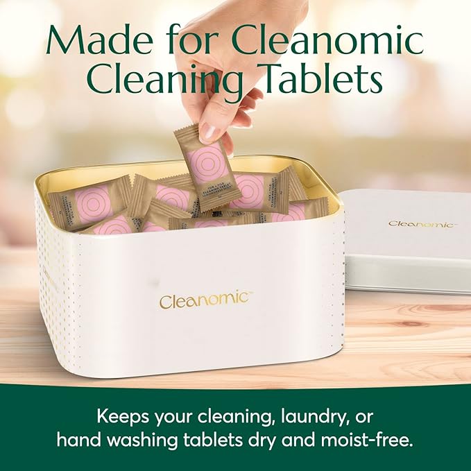 CLEANOMIC Reusable Kitchen Cloth Bottle Wash Cleaner Tablets &amp Tablet Tin Bundle