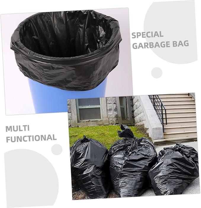 50pcs Large Heavy Duty Trash Bags 80x100cm Contractor Garbage Bags for Outdoor Commercial Gardening and Household Use Fits 100l Bins Black Plastic Liners