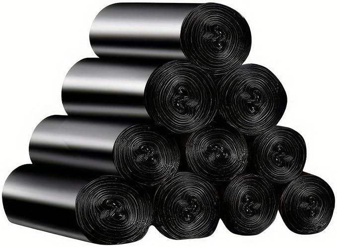 Fit for 100 Black Garbage Bags - Kitchen &amp Bathroom Trash Bags for Home Use