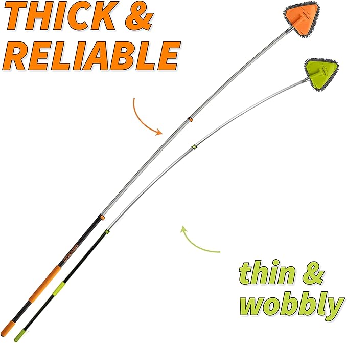 30 Foot High Reach Duster Kit with 5-24 ft Extension Pole // High Ceiling Dusting and Window Cleaning Kit with Telescopic Pole // Baseboard and Wall Washer Mop Squeegee Fan Blade &amp Cobweb Duster