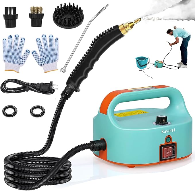 Steam Cleaner1500W High Pressure Steamer TanklessPortable Handheld High-Temperature Steam Cleanerwith 3 Brush Headsfor Deep Cleaning of Kitchen Bathroom CarUpholstery