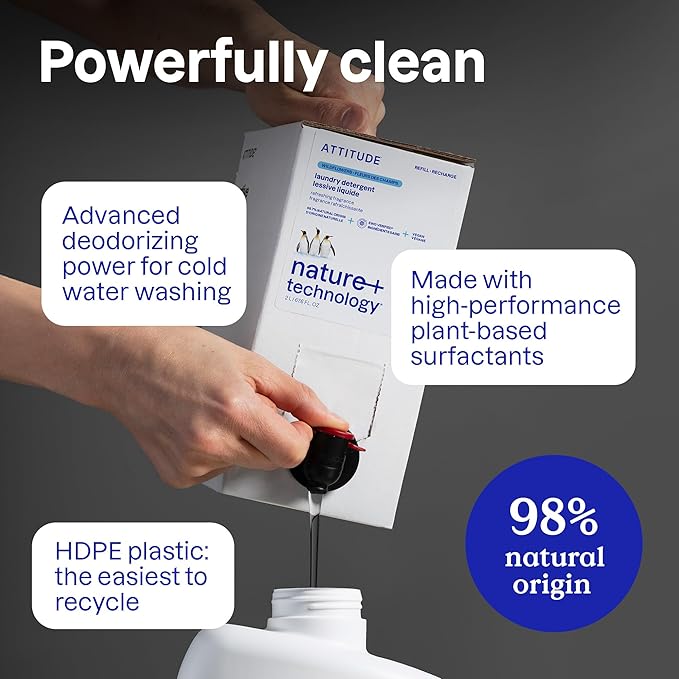 ATTITUDE Liquid Laundry Detergent EWG Verified HE Compatible Plant-Based &amp Vegan Natural Laundry Soap Lavender Scent 80 Loads 67.6 Fl Oz