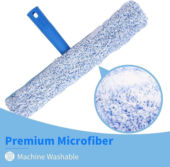 10Ft Window Cleaning Kit with Extension Pole 14 Squeegee and 15 Scrubber with Long Handle Window Cleaner Tool Washing Equipment for Outdoor High Windows Glass