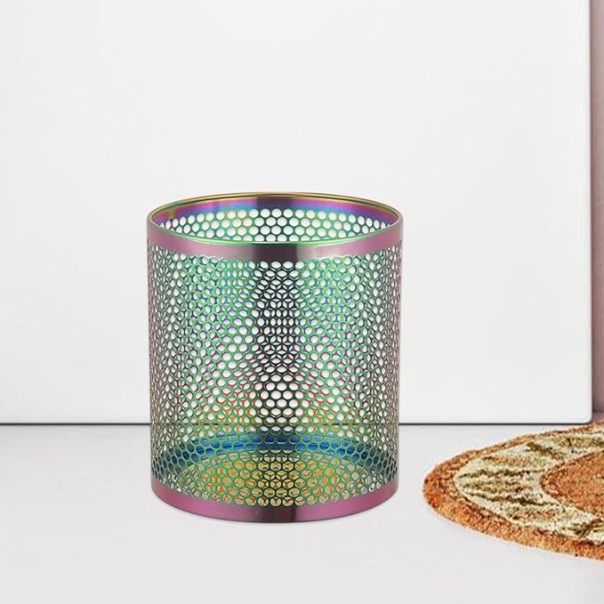 Stainless Steel Trash Can Trash Bin Large Capacity Waste Bin Sturdy Mesh Wastebasket Garbage Container for Kitchen Bedroom Multicolor