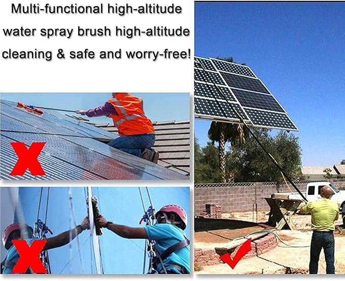 Telescopic Water Fed Brush Extendable Long Reach Window Cleaner Equipment Suitable for Window Glass Solar Panel55cmbrush-30FT/9M