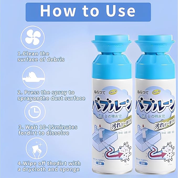Foaming Drain Cleaner Sink Cleaner and Deodorizer Drain Clog Remover for Kitchen Sinks Shower Drains Tubs (2pcs)