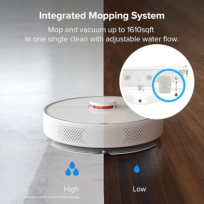 roborock S6 Pure Robot Vacuum and Mop Multi-Floor Mapping Lidar Navigation No-go Zones Selective Room Cleaning Super Strong Suction Robotic Vacuum Cleaner Wi-Fi Connected Alexa Voice Control