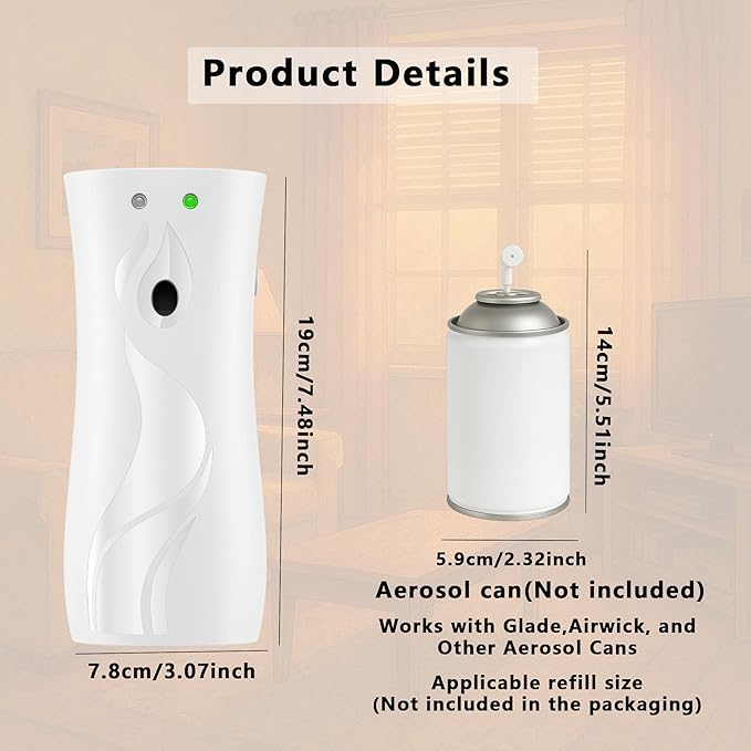 Automatic Air Freshener Spray Dispenser 8-Pack Wall Mounted or FreestandingMultiple Time SettingsCommercial and Home Use in Bathrooms Offices Living Rooms and Commercial Places (White 1121)