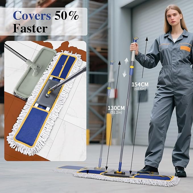 Masthome 36 Commercial Mop with 3 Microfiber Pads &ampMicrofiber Mop for Dry and Wet Use-1 Cleaning Scraper Included- Home &amp Office Suitable