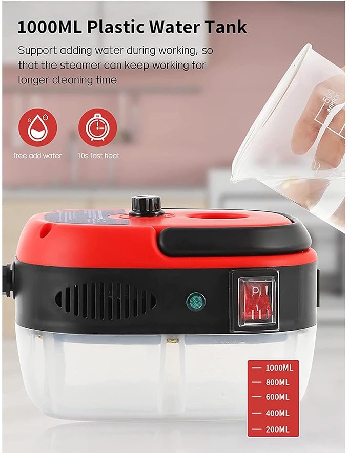 2500W Portable Handheld Steam Cleaner High Temperature Pressurized Steam Cleaning Machine with Brush Heads for Kitchen Furniture Bathroom Car