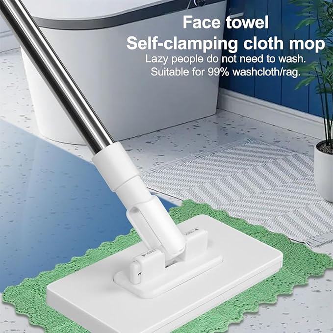 Mini Foldable Desktop MopOne-Button Disassembly for Narrow Gap CleaningDry &amp Wet Use Wall &amp FloorNo Wash Design for Kitchen Bathroom &amp More(1pc+8*Cloth)