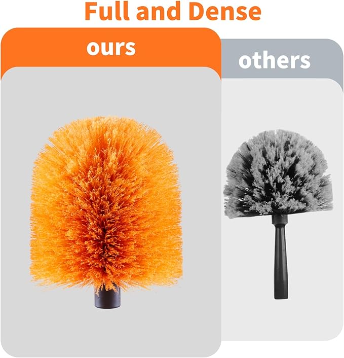 4 Pack Screw on Webster Cobweb Duster Head for PoleSpider Web Brush Cobweb Duster Head AttachmentFits Standard 3/4 inch Threaded Poles (4 Orange)