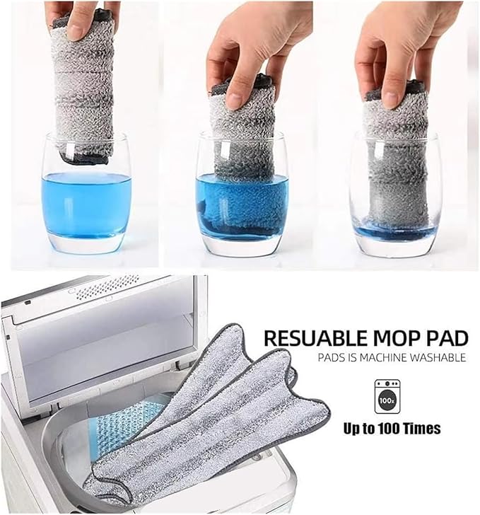 Floor Mop X-Shaped Microfiber Cleaning 360° Rotating Hand-Free Washing Wood Squeeze for Home Kitchen(1mop4cloth)