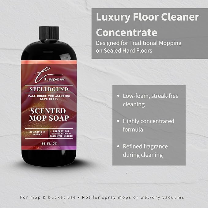 Lapew Spellbound Scented Mop Soap - Luxury Floor Cleaner Concentrate for Mopping Tile Laminate Vinyl &amp Hardwood | Streak-Free Low-Foam | 36 oz
