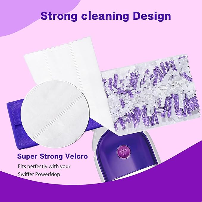 Disposable Mopping Pad Refills Compatible with PowerMop Multi-Surface Mop and PowerMop Wood Mop Spray Clean Pads Replacement (Purple -25)