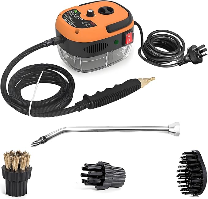 2500w Handheld High Temp Portable Cleaning Machine Handheld Power Steam Cleaner for Home High Heat Steam Cleaning Machine Steamer for Cleaning Ready In 10s for Kitchen Furniture Bathroom Car(Orange