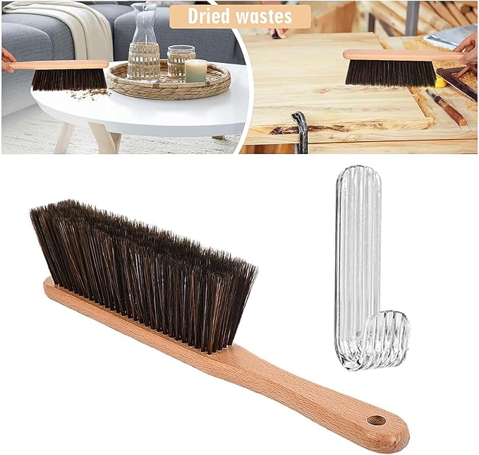 Wooden Handle Hand Broom with Gentle Dense Bristles for Dusting Furniture and Car Hand Broom Brush