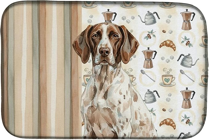 Caroline's Treasures German Shorthaired Pointer Coffee Bar Dish Drying Mat Absorbent Dish Drying Mat Pad for Kitchen Counter Dish Drainer Mat for Countertop 14 x 21 Multicolor