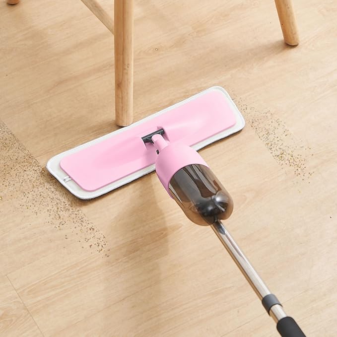 Multi-Surface Spray Mop Kit 3-in-1 with Flat Round Squeegee Mop Heads Refillable Water Bottle Machine Washable Pads for Floors Windows