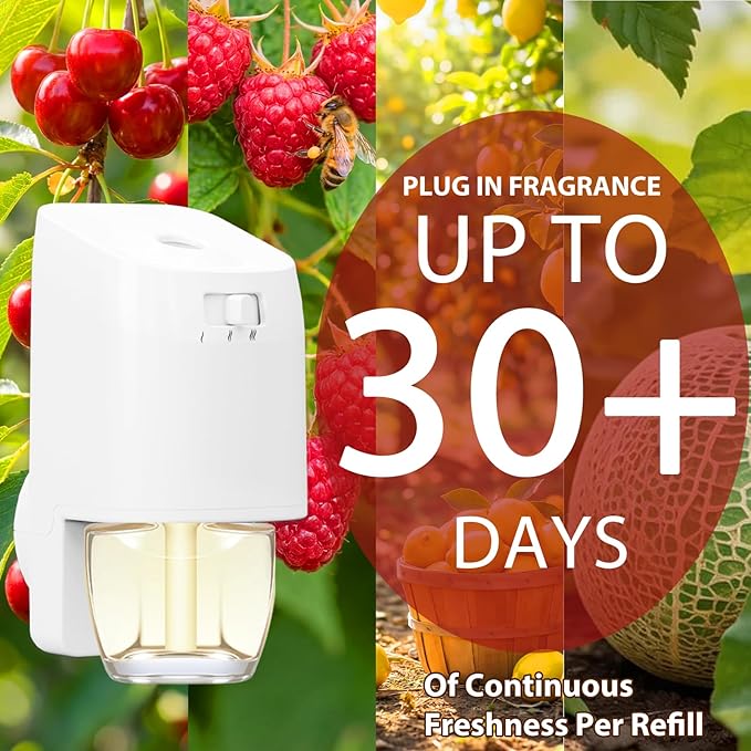 Plug In Air Freshener Refills Black Cherry Raspberry Berry Citrus &amp Melon Cucumber Scent For Home 12 Count Plug-In Fragrance Refill Compatible with Air Wick &amp Glade Not Include Glade Plu